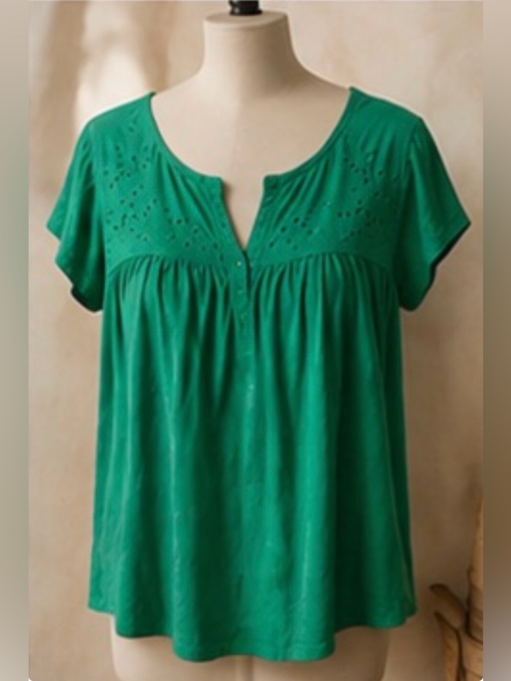 Pale Sky Short Cap Sleeve Size Large Green‎ Top